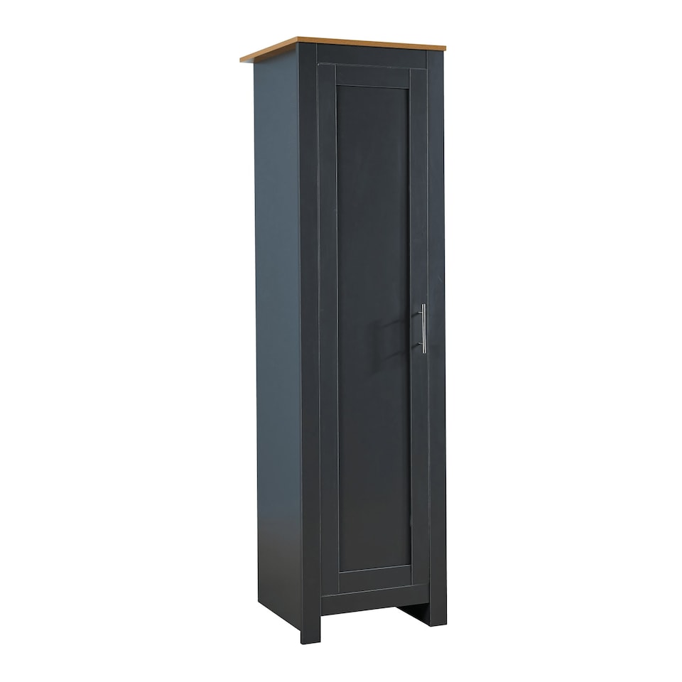 image 1 of Wardrobe 1 Door Hanging Rail Wood Bedroom Furniture Storage Unit Grey | Graphite
