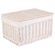 image 2 of Large White Wash Steamed Cotton Lined Wicker Storage Basket | White | White