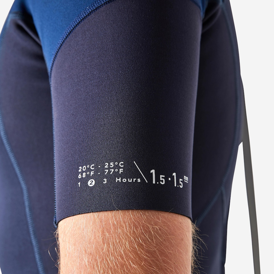 image 1 of Decathlon Men’s Surfing Stretch Neoprene Shorty Wetsuit 500 Blue