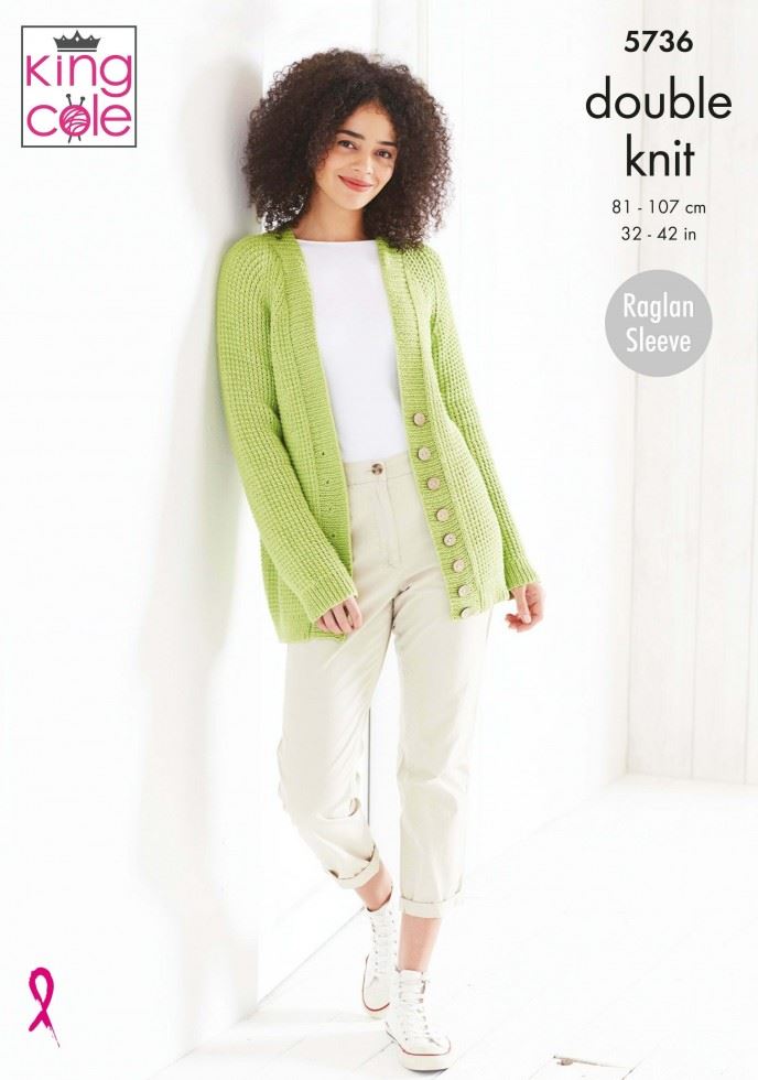 King Cole Cottonsoft DK Knitting Pattern 5736, Cardigans and Sweaters for Women - 32 - 42 Inches
