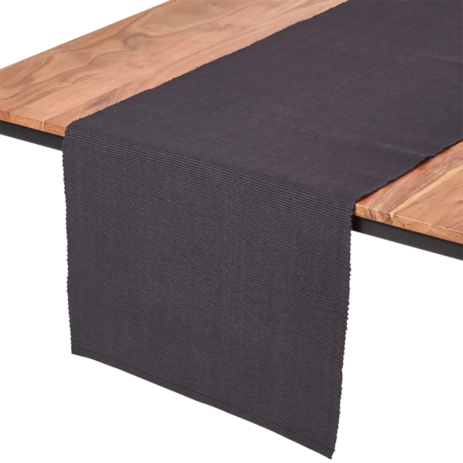Homescapes Cotton Plain Black Table Runner - 44 x 178 cm Black