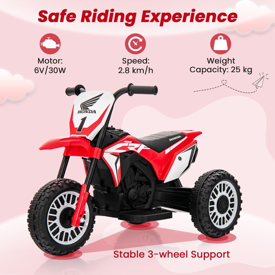 image 1 of COSTWAY Honda Licensed Kids Ride On Motorbike Powered Red