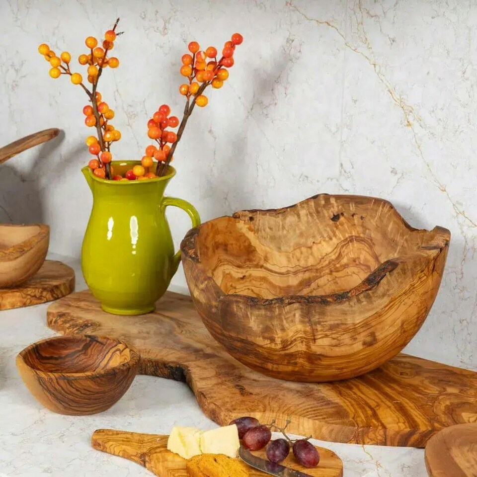 image 1 of Verano Spanish Ceramics Olive Wood Food Serving Bowl - 23cm Brown