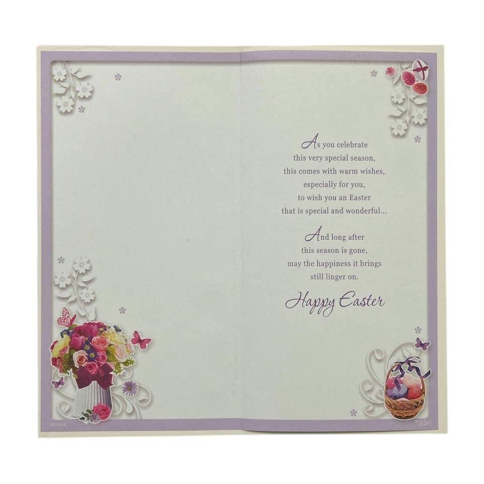 image 1 of From All Of Us Flower Vase and Eggs Design Easter Card