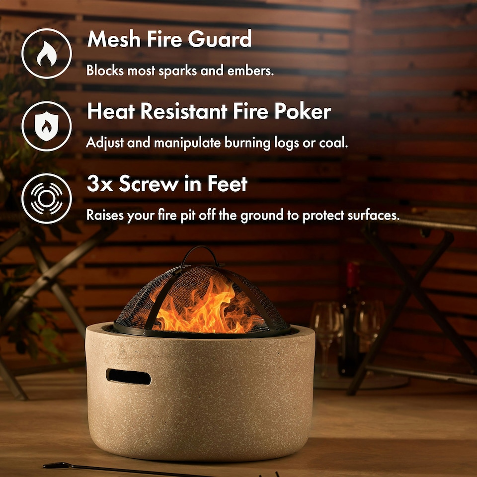 image 1 of VonHaus Fire Pit MgO Material Use Wood or Charcoal