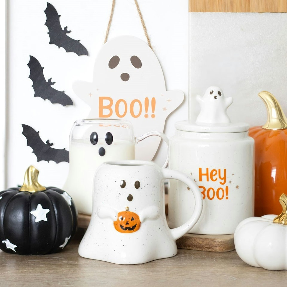 image 1 of Ceramic Ghost Mug With Pumpkin