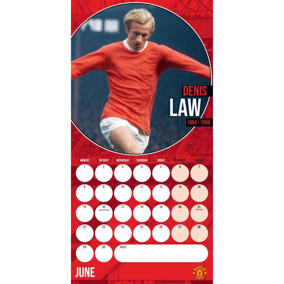 image 1 of MANCHESTER UNITED FC LEGENDS 2026 SQUARE CALENDAR