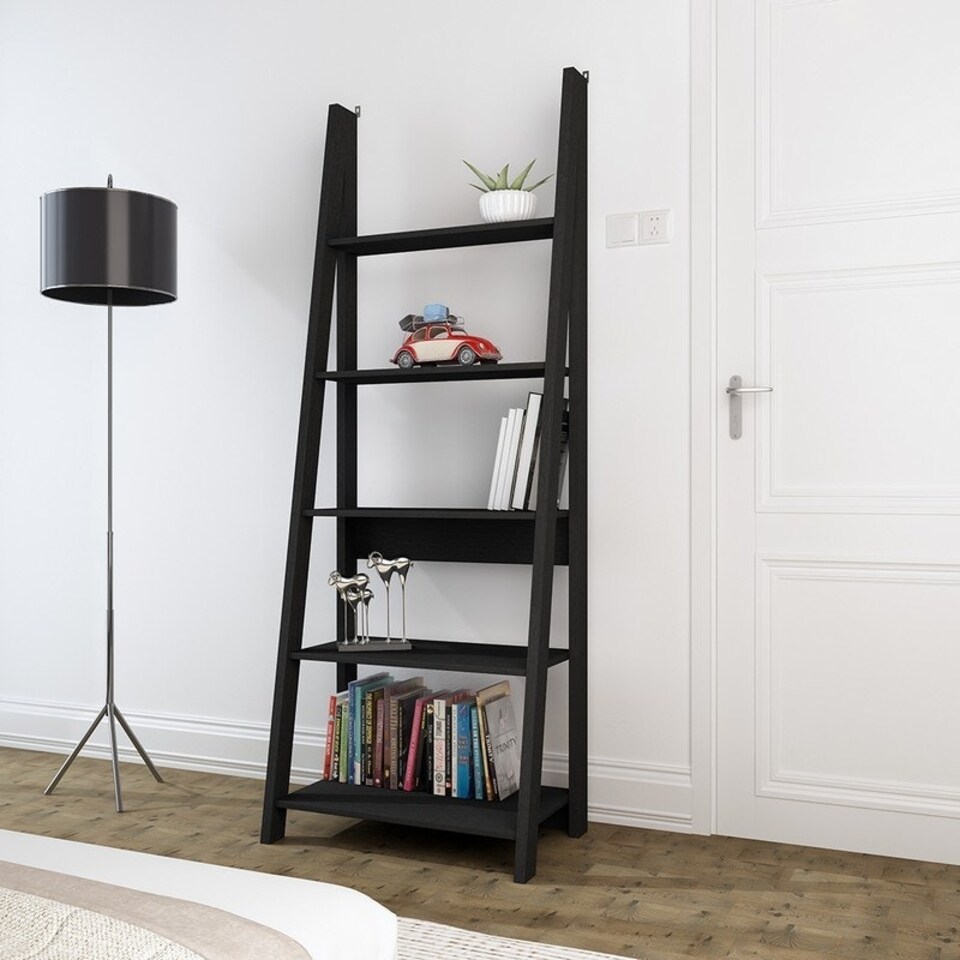 image 1 of Tiva Ladder Bookcase - MDF - L38.6 x W64 x H175.4 cm - Black Black