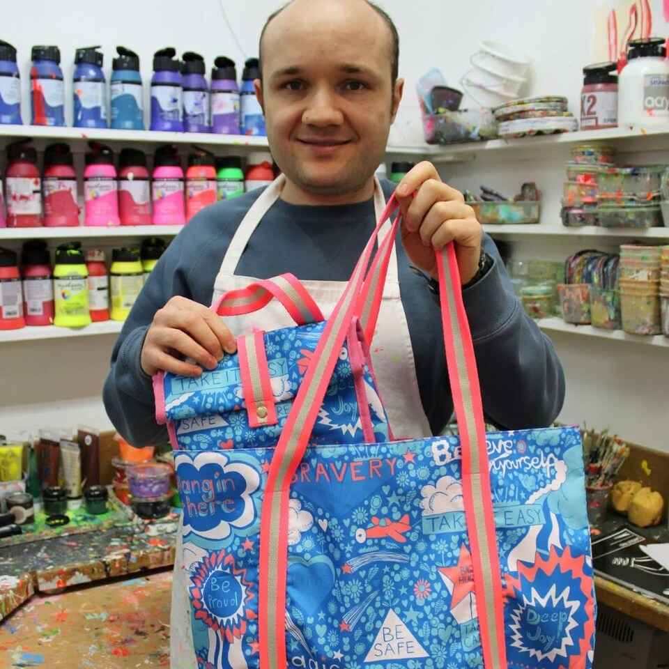 image 1 of Arthouse Recycled Plastic Large Tote Bag - GOOD ADVICE Multi