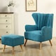 image 2 of Living and Home Faux Wool Upholstered Armchair and Footstool - Blue