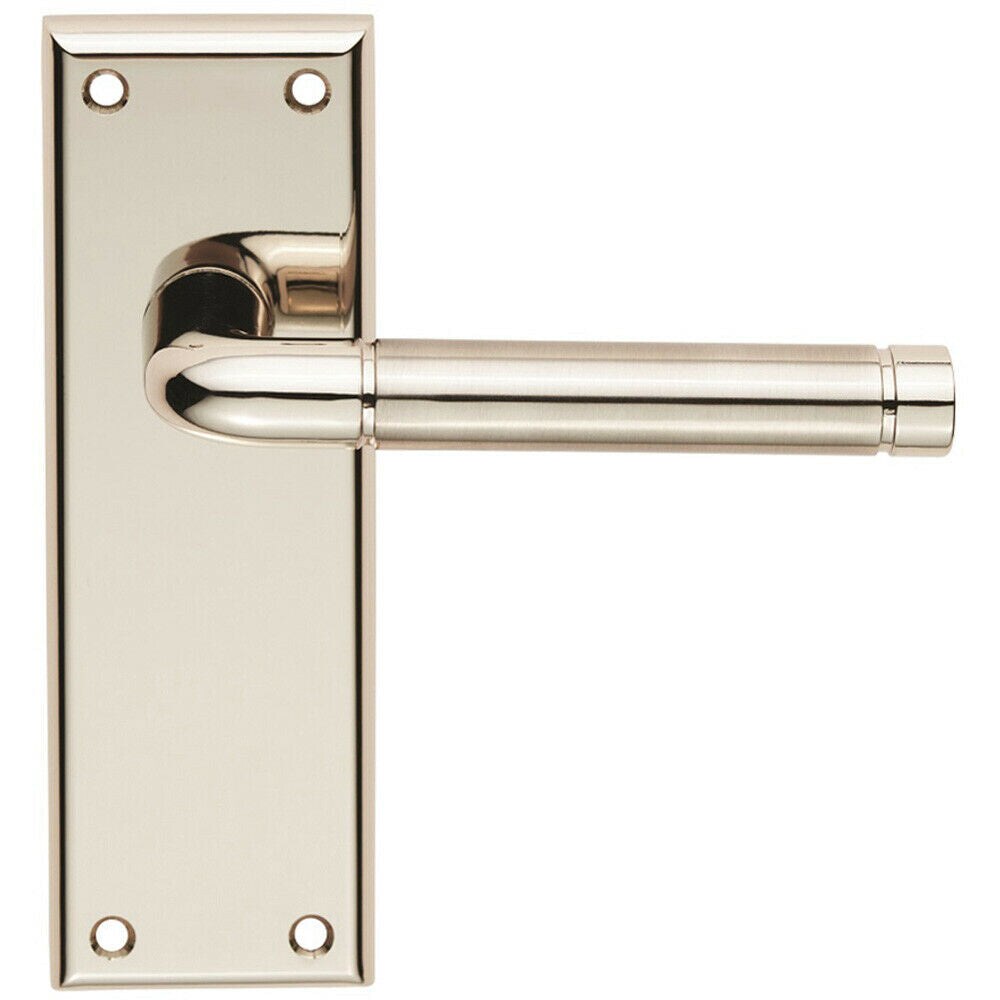 Loops PAIR Round Bar Handle on Latch Backplate 150 x 50mm Polished & Satin Nickel in Metallics