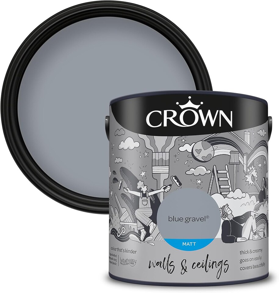 image 1 of Crown Matt Emulsion Paint - Blue Gravel - 2.5L