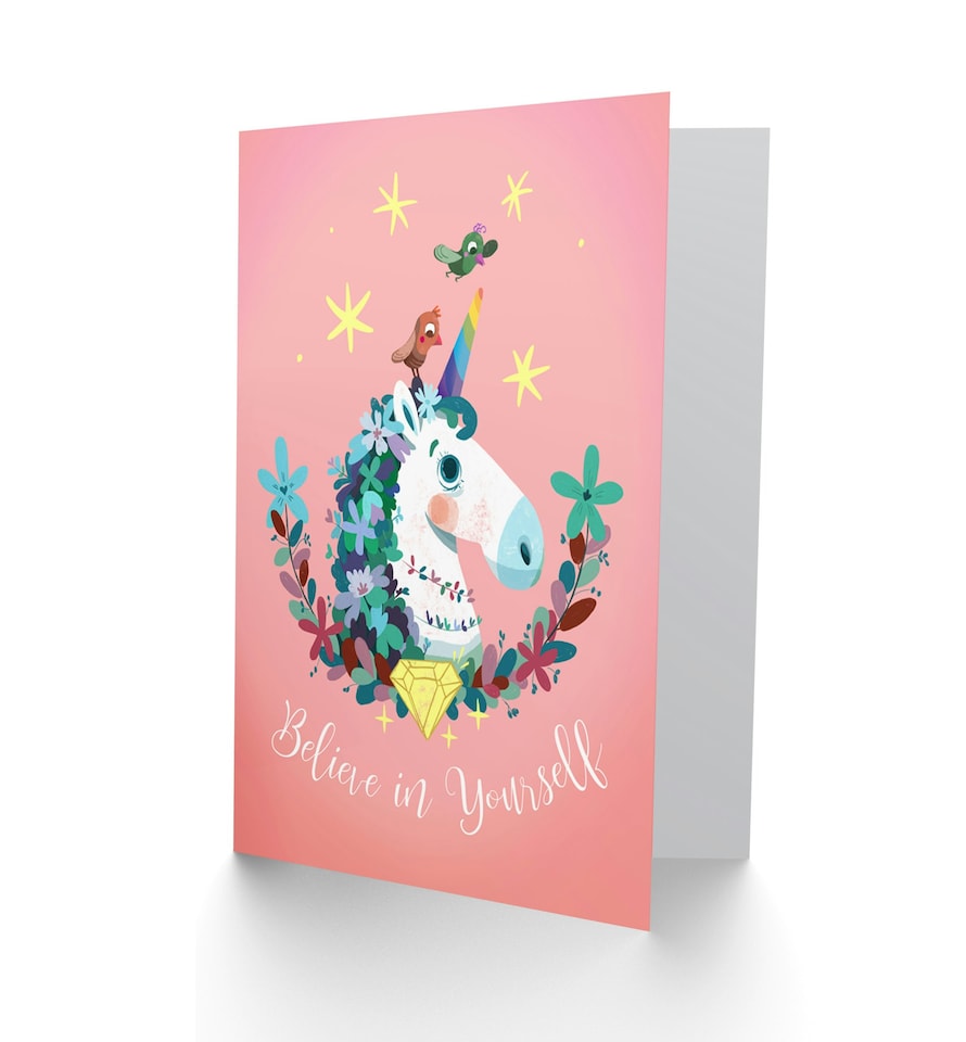 image 1 of Unicorn Believe Yourself Laurel Kids Birthday Child Kids Card