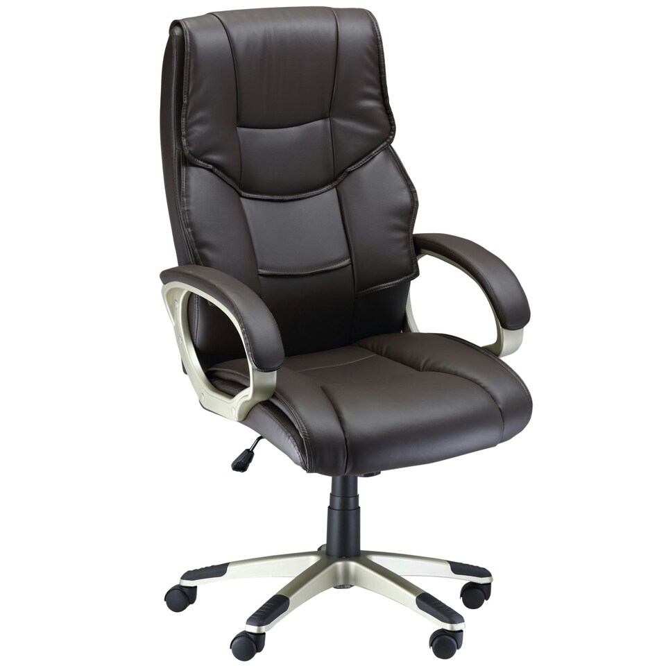 image 1 of HOMCOM Executive Office Chair Faux Leather Computer Desk Chair w/ Wheel Brown