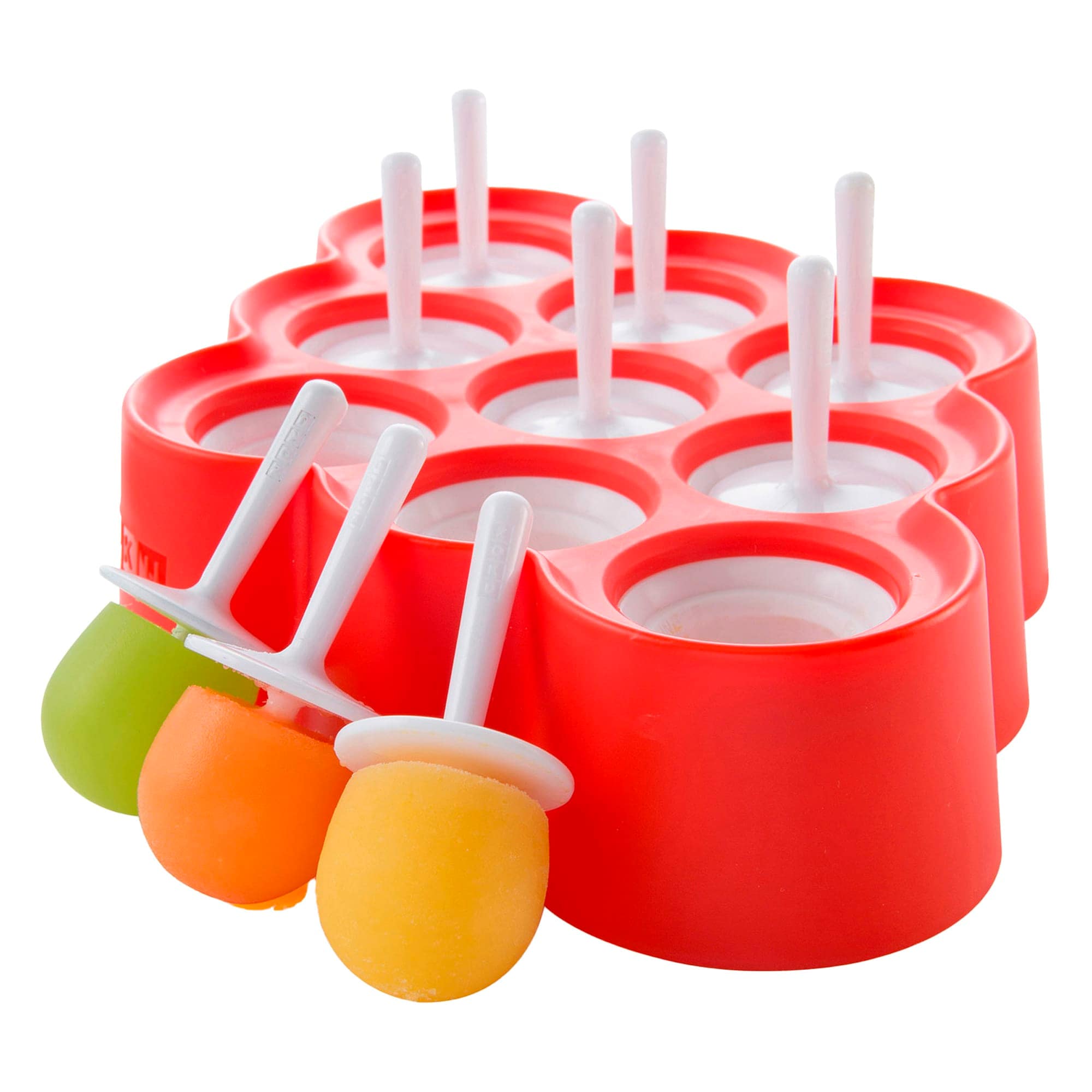 Mini Ice Pop Mould 9 Sticks - Reusable Easy-Release Popsicle Tray Red Red One Size 1
