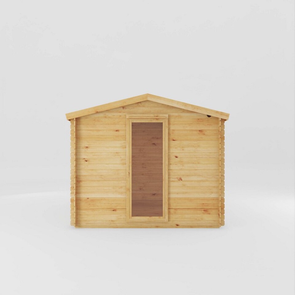 image 1 of 3.5 x 3 m Reverse Apex Log Cabin - 19 mm - Timber - L313.4 x W352.8 x H259.5 cm - Brown