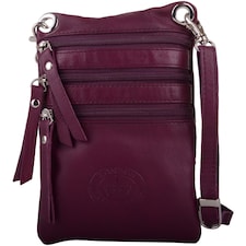 London Leathergoods Womens Premium Soft Leather Cross Body Shoulder Bag | Purple | Aubergine