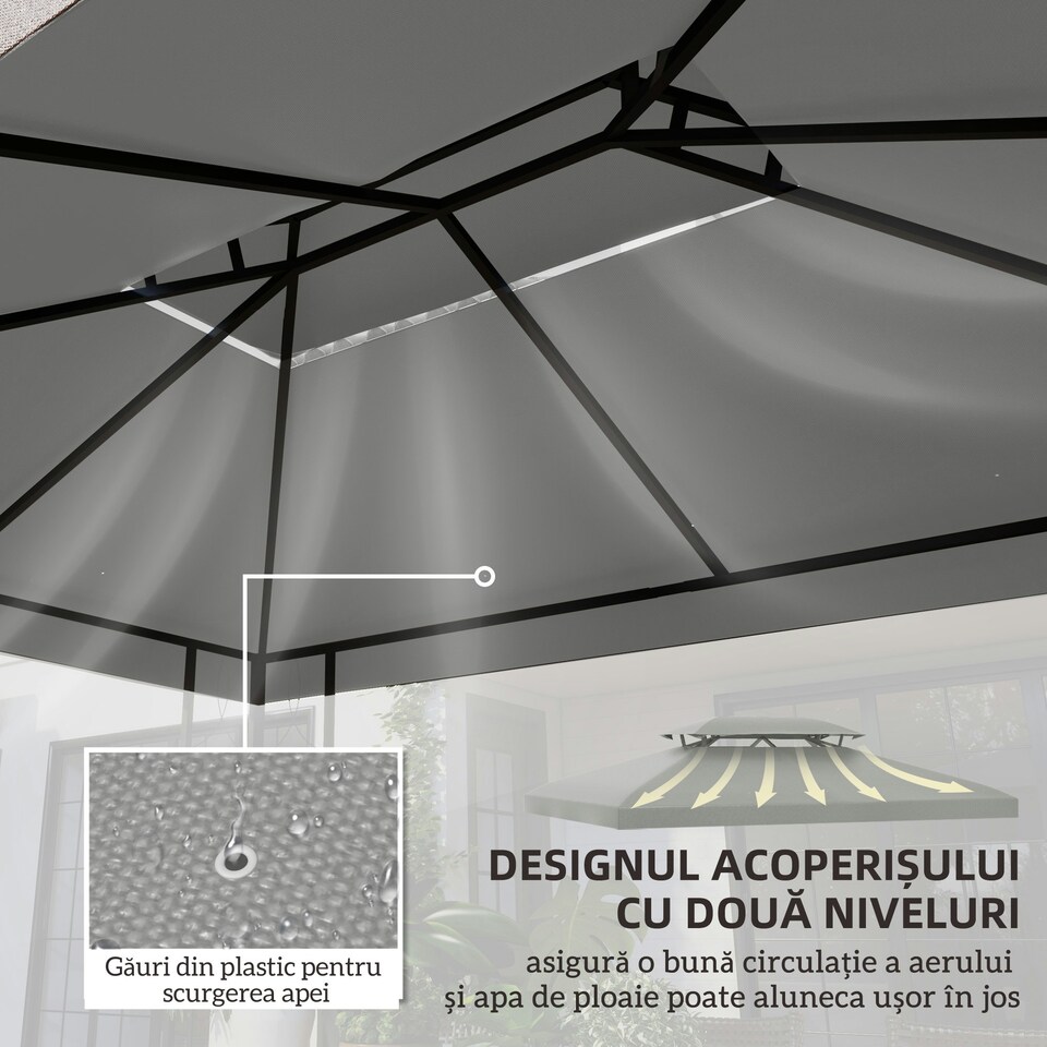 image 1 of Outsunny 3x4m Gazebo Replacement Roof Canopy 2 Tier Top UV Cover Patio Cream