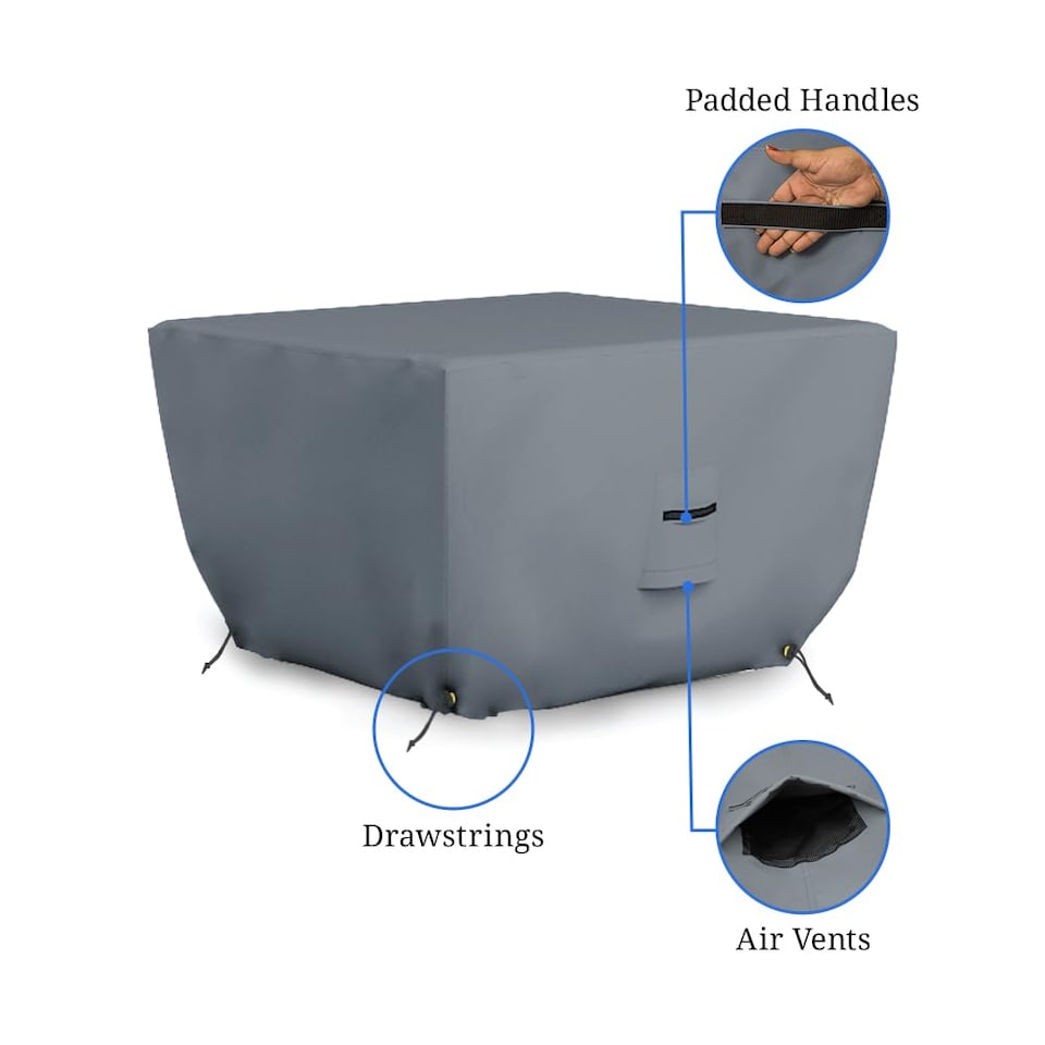 image 1 of Covers&All Outdoor Square Fire Pit Cover, 36 in L x 36 in W x 12 in H, Grey