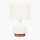 image 2 of Wood Effect White Textured Ceramic Table Lamp | White | White | 1
