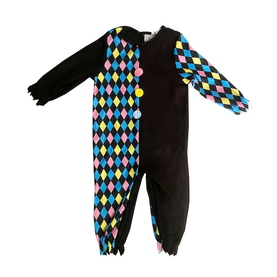 image 1 of Bristol Novelty Baby Court Jester Costume - Black/Blue/Pink - 3-4 Years 3