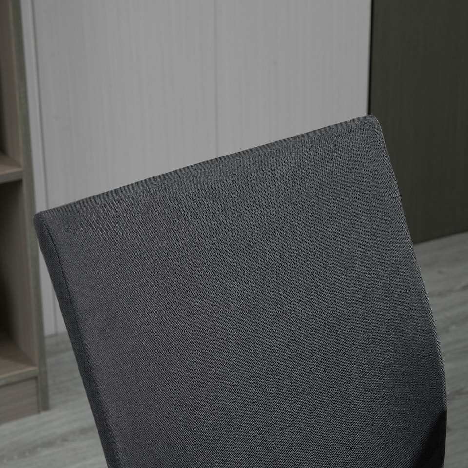 image 1 of Vinsetto Home Office Linen Chair Swivel Computer Desk Task Chair, Dark Grey