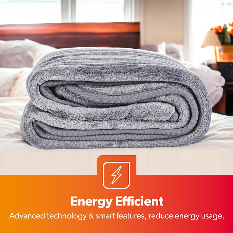 image 1 of GEEPAS Electric Heated Blanket Flannel Fleece Throw 130x160cm