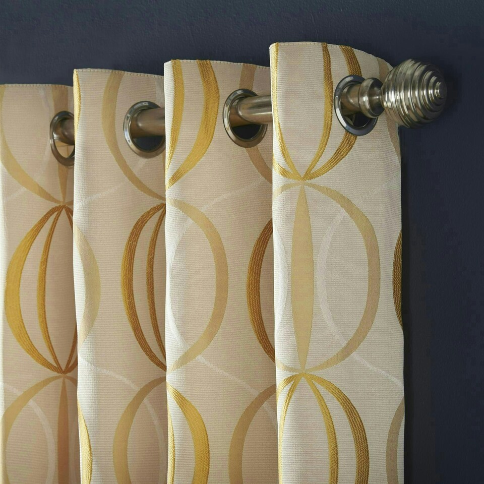 image 1 of Omega Lined Eyelet Curtains - Ochre -229cm x 274cm