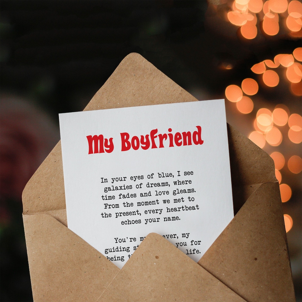 image 1 of Greeting Card Love Poem Blue Eyes Boyfriend Romantic Poetry Fun