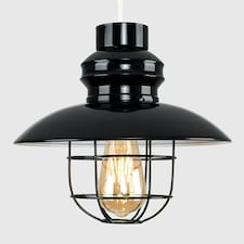 ValueLights Penglai Black Ceiling Pendant Light Shade with B22 LED Filament Bulb Black
