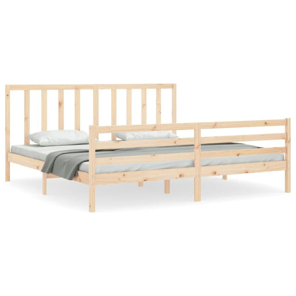 Bed Frame with Headboard Super King Size Solid Wood Tesco Groceries