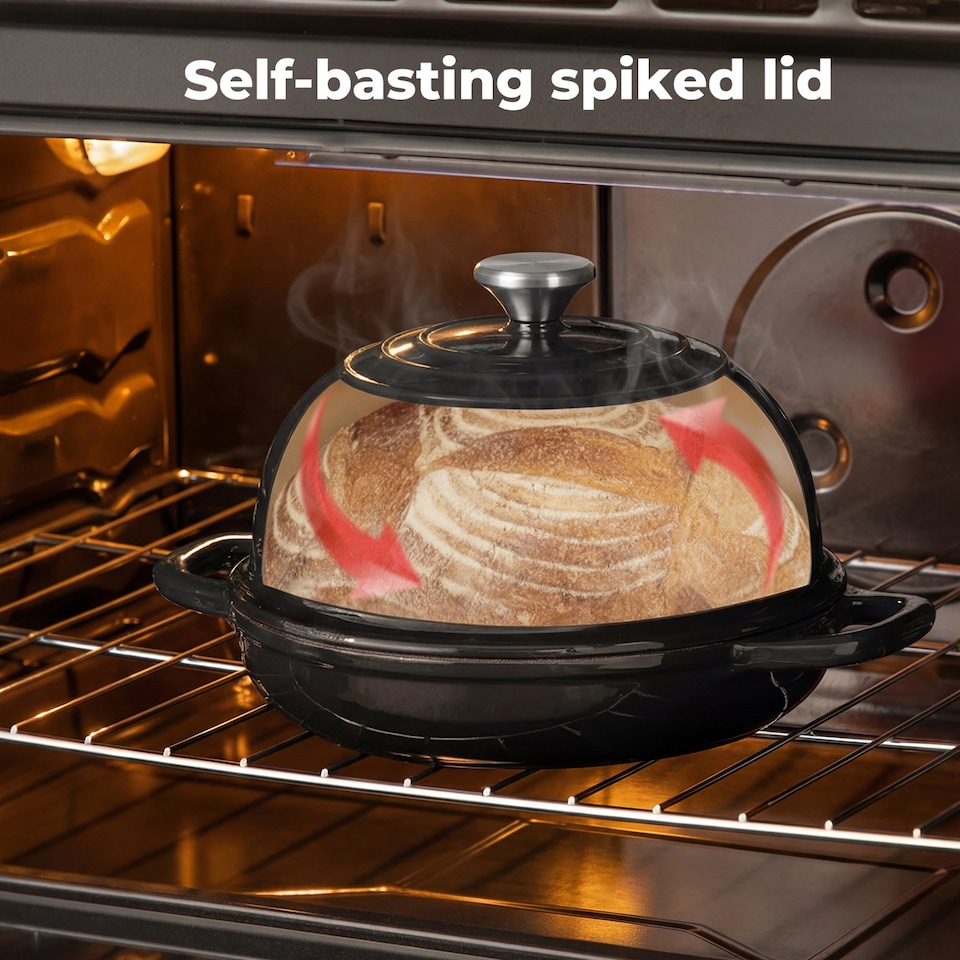 image 1 of Toque Cast Iron Enamelled Dutch Oven Bread Baking Pot Casserole Dish Round