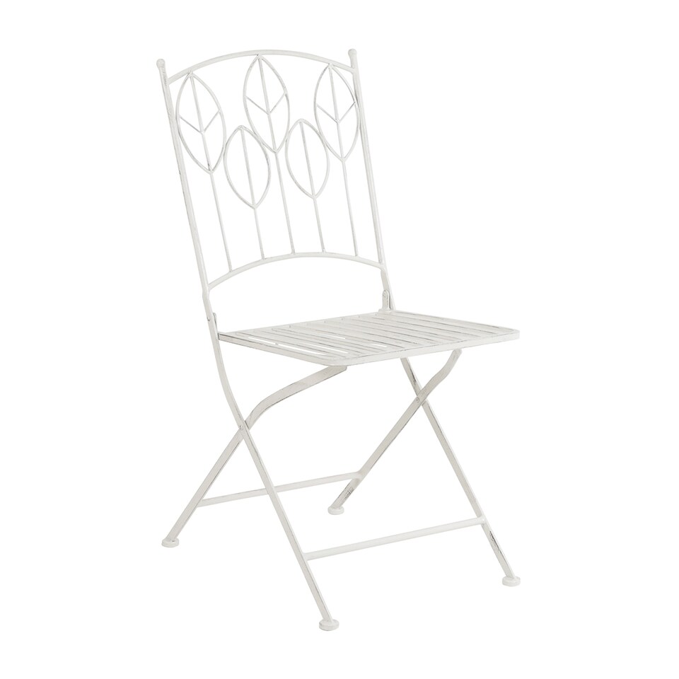 image 1 of Charles Bentley Rustic Metal Garden Bistro Set - Leaf Design | White | White