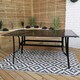 image 4 of 6 Person Rectangular Black Garden Patio Table with Glass Top & Parasol Hole