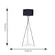 image 5 of ValueLights Camden Black Tripod Floor Lamp Navy Blue Shade & Bulb | Black | Blue
