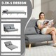 image 3 of HOMCOM Click Clack Sofa Bed, 2-Seater Bed Settee for Living Room, Grey