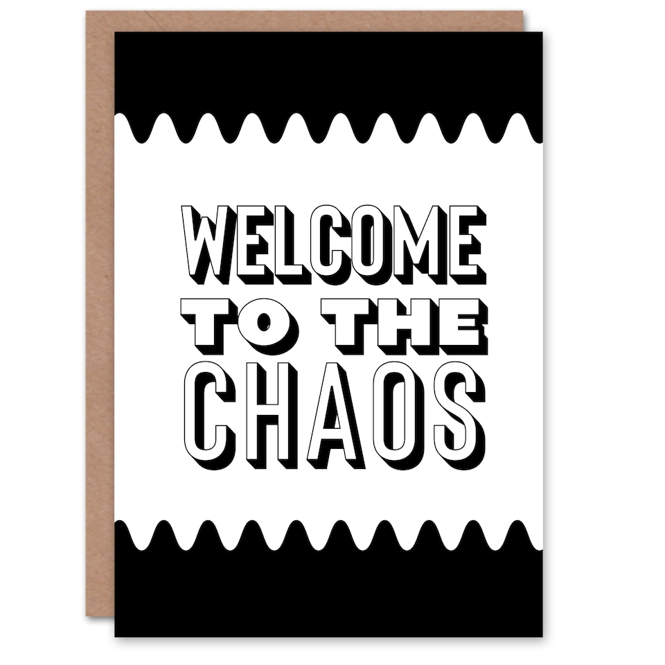 image 1 of Welcome To The Chaos Black White Modern Funny Housewarming Card