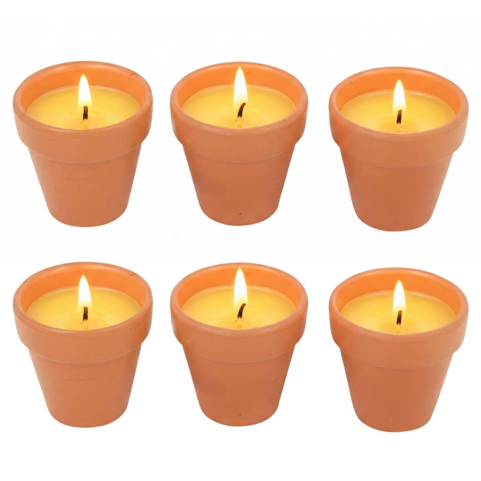 image 1 of Citronella Scented Candles Bug Mosquito Fly Repellent Indoor Garden Wax | Yellow | Set of 6 | 6