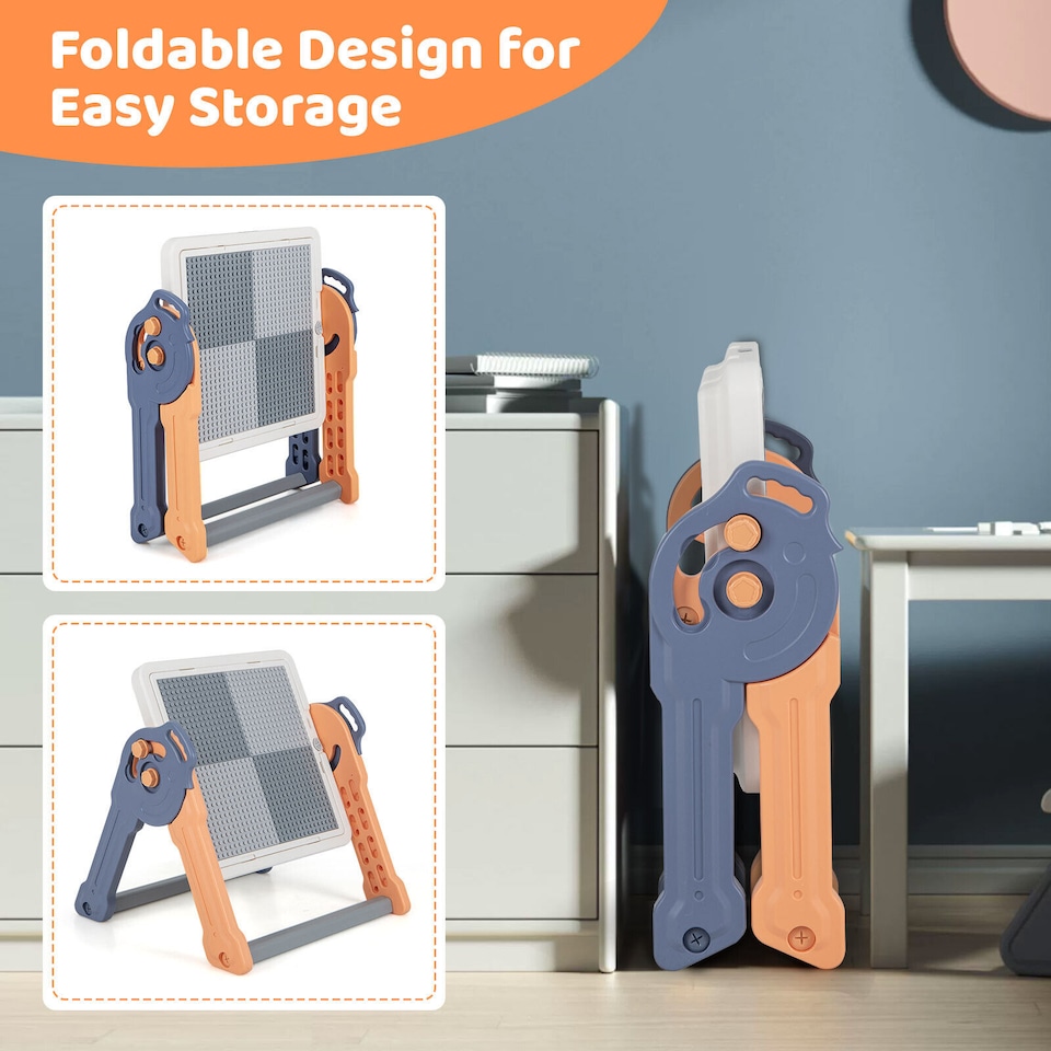 image 1 of COSTWAY 6-in-1 Kids Play Table and Chair Set Multi