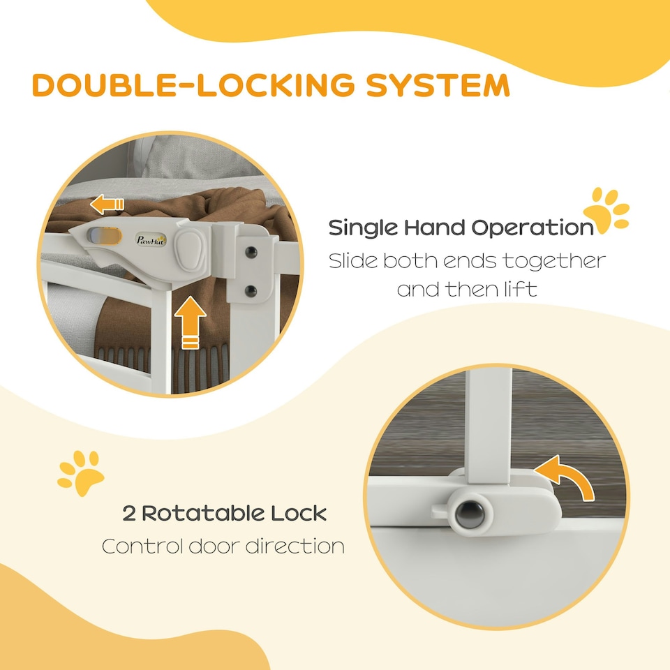 image 1 of PawHut Pressure Fit Safety Gate, Dog Gate w/ Small Cat Door, 74-100cm Openings