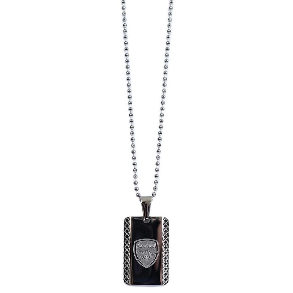 image 1 of Arsenal FC Patterned Dog Tag And Chain - Silver - One Size