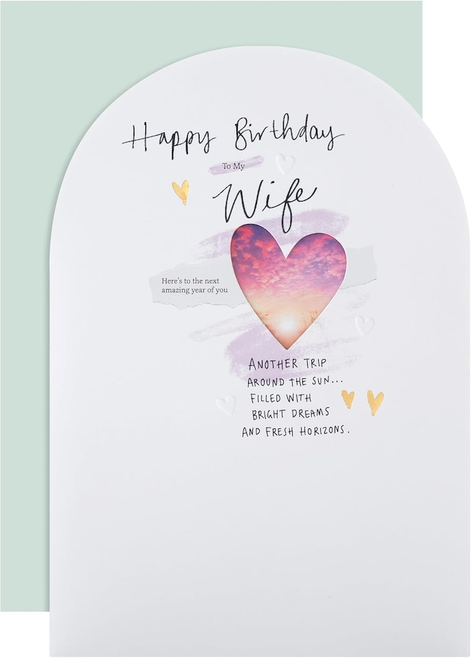image 1 of Heart Design Heartfelt Verse Wife Birthday Card