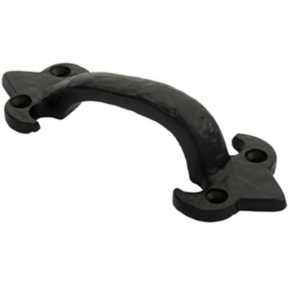 Loops Traditional Forged Iron Pull Handle 132 x 50mm Black Antique Door Handle