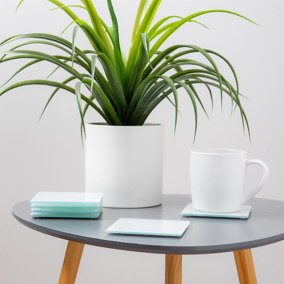 image 1 of Harbour Housewares Glass Square Coasters - 10cm - White - Pack of 6