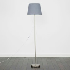 ValueLights Pair of Charlie Chrome Table Lamp Grey Shade Grey