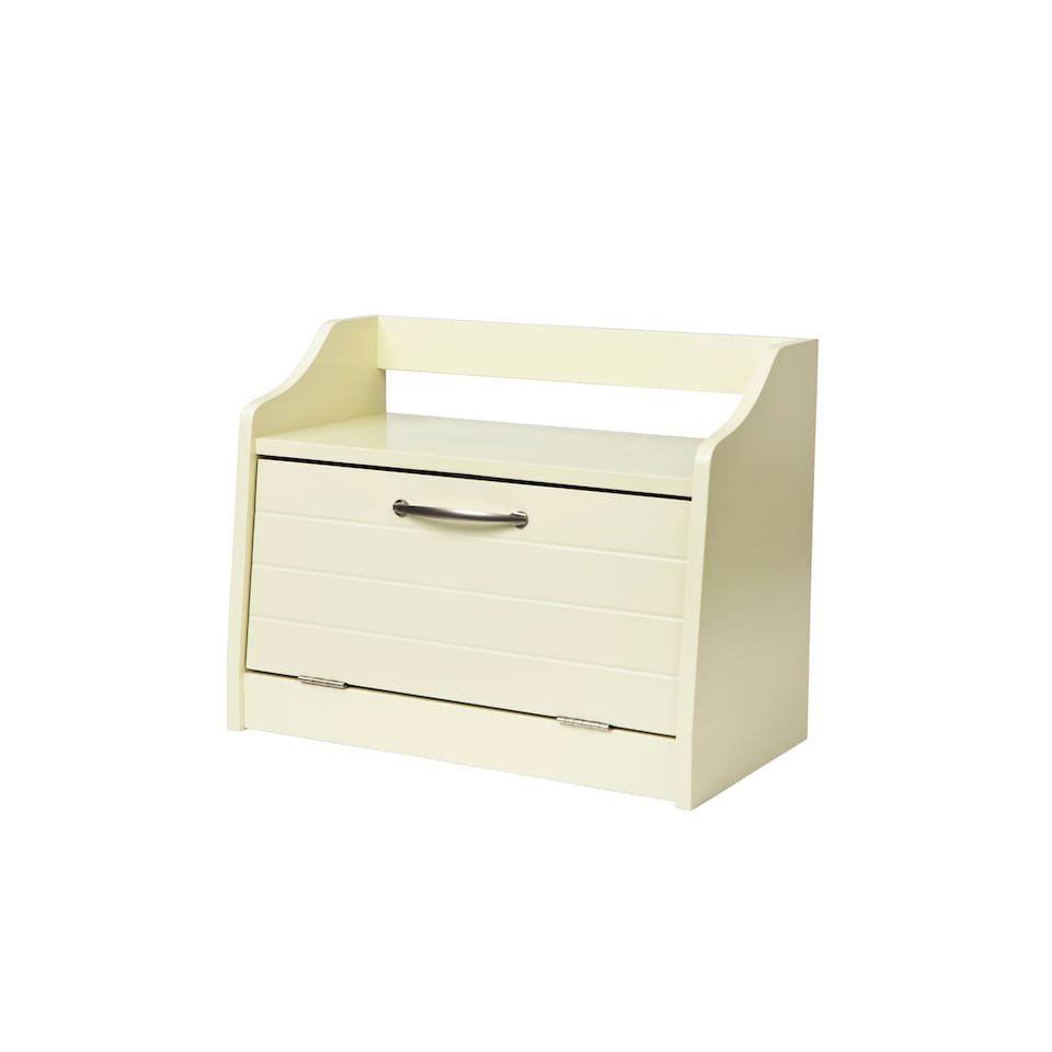 image 1 of Minack Buttermilk / Cream Wooden Bread Bin, Worktop Storage Box with Shelf | Cream | Buttermilk