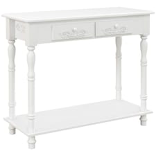 HOMCOM Wooden Console Table with Storage Shelf Two Drawers for Entryway White 