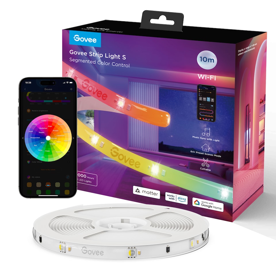 image 1 of Govee Wi-Fi + Bluetooth LED Strip Lights With Protective Coating (10M)Support Matter