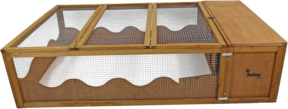 image 1 of Actiaspet Large Wooden Tortoise House & Run Small Animal Enclosure