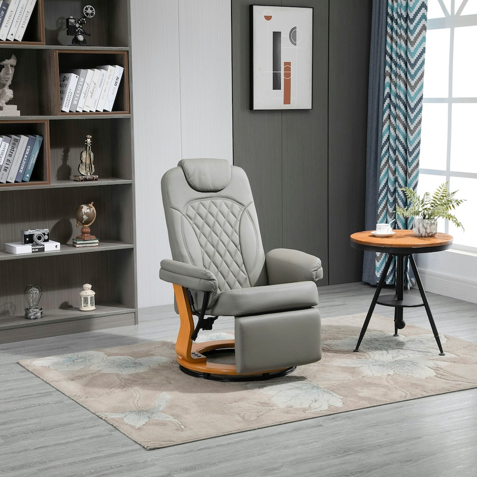 image 1 of HOMCOM Recliner Leisure Armchair with Wood Base Footrest